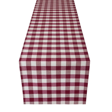 Buffalo Check Plaid Table Runner - Burgundy - 13 in x 72 in