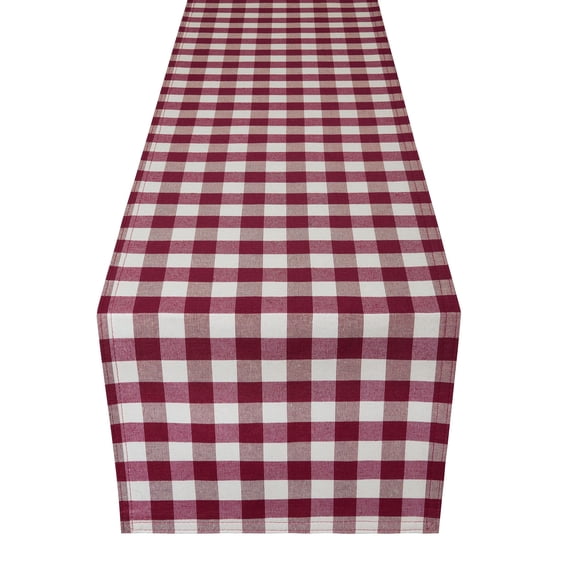 Buffalo Check Plaid Table Runner - Burgundy - 13 in x 72 in