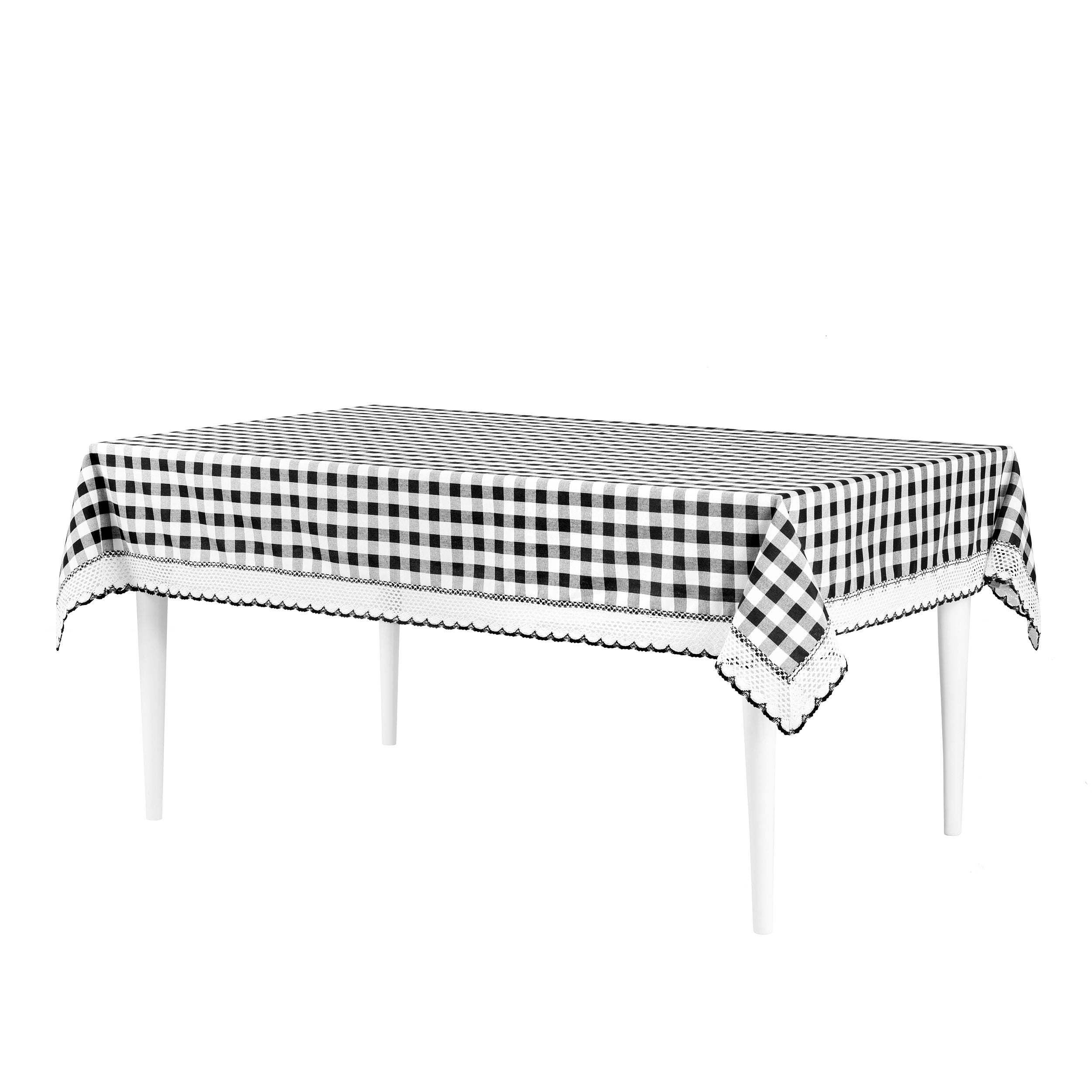 Buffalo Check Plaid Tablecloth Black/White 60 in x 104 in