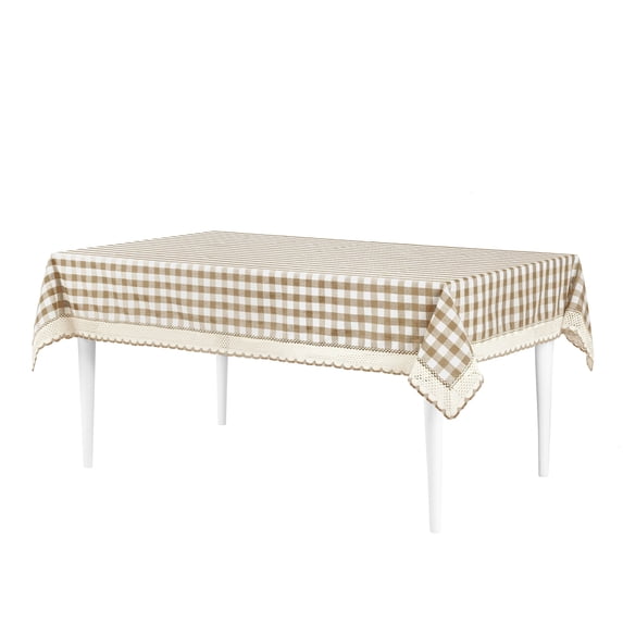 Buffalo Check Plaid Tablecloth - Taupe - 60 in x 120 in