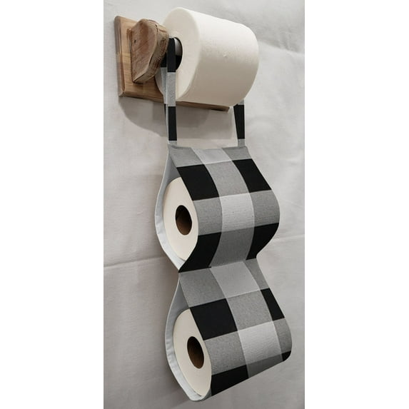 Buffalo Check Plaid Toilet Paper Holder by Penny's Needful Things (White)