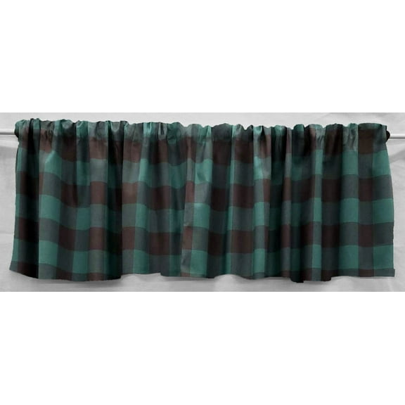 Buffalo Check Plaid Valances by Penny's Needful Things (Two Valance Panels 12 inches Long LINED) (Green)