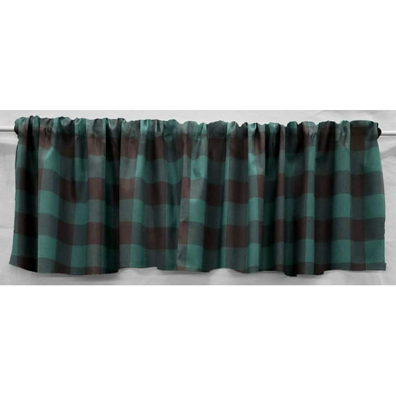 Buffalo Check Plaid Valances by Penny's Needful Things (Two Valance Panels 15 inches Long UNLINED) (Green)