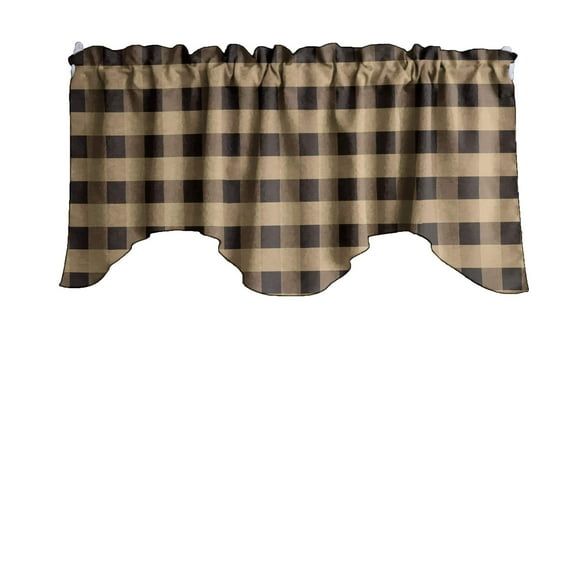 Buffalo Check Poplin Scalloped Window Valance 58" Wide / 20" Tall