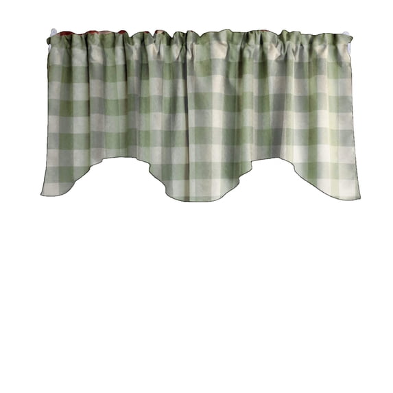 Buffalo Check Poplin Scalloped Window Valance 58" Wide / 20" Tall