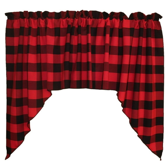 Buffalo Check Poplin Swag Window Valance 72" Wide / 36" Tall