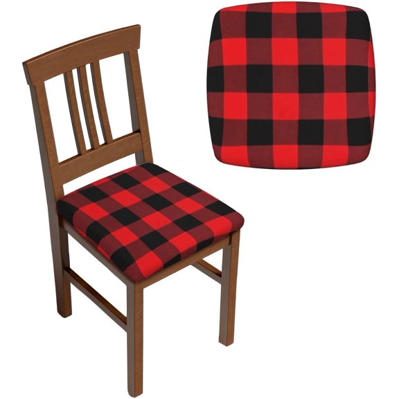 Buffalo Check Print Square Stool Covers Comfy Seat Covers Stretch Removable Washable Chair Slipcover for Wedding Living Dining Room Office Salon Kitchen One Size, 6 Piece