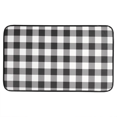 Buffalo Check Printed Anti-Fatigue Kitchen Floor Rug Mat In Black And White, 18" X 30"