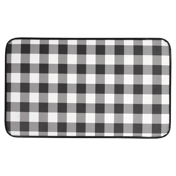 Buffalo Check Printed Anti-Fatigue Kitchen Floor Rug Mat In Black And White, 18" X 30"