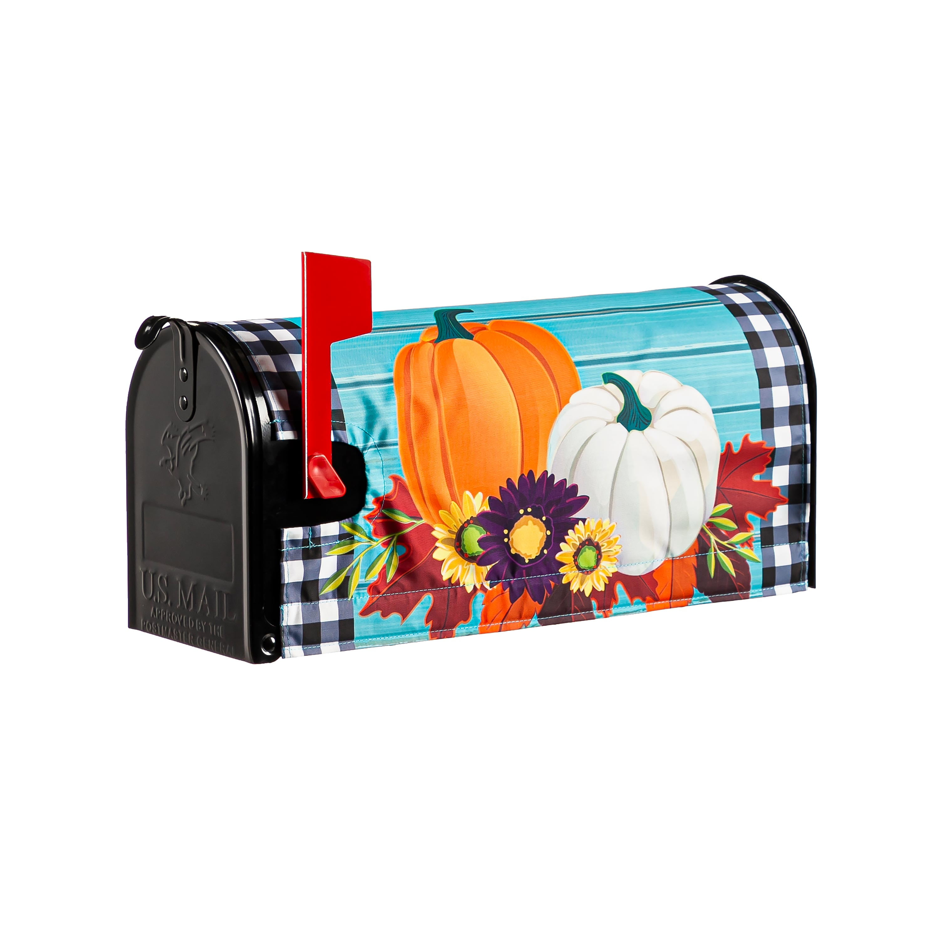 Evergreen Buffalo Check Pumpkins Mailbox Cover - Thumbnail 3