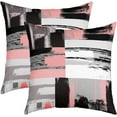 thumbnail image 1 of Buffalo Check Reversible Throw Pillow Covers Geometric Pillow Covers Home Decor for Living Room Bedroom Geometry Pink Grey Black White Square Cushion Covers Set of 2 Modern Art 16 x 16-Inch, 1 of 1