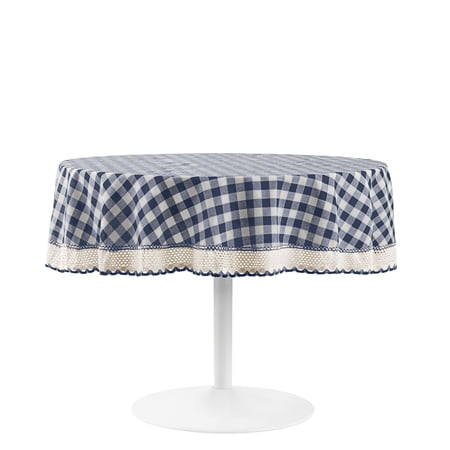 Buffalo Check Round Tablecloth - Navy - 70 in