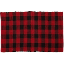 Buffalo Check Rug Collection, Hand Dyed Reversible Chindi Rug, 26x40, Red/Black