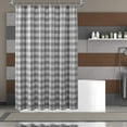 thumbnail image 1 of Buffalo Check Shower Curtain: Cotton Blend Plaid Woven Texture & Machine Washable, Water-Repellent, Rustic Farmhouse Style for Bathroom - Gray and White, 72x72 Inch, 1 of 6