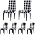 thumbnail image 1 of Buffalo Check Spandex Chair Slipcovers Removable Universal Stretch Elastic Gingham Chair Protector Covers for Dining Room, Restaurant, Hotel, Banquet, Ceremony, Set of 6, Black/White Plaid, 1 of 6