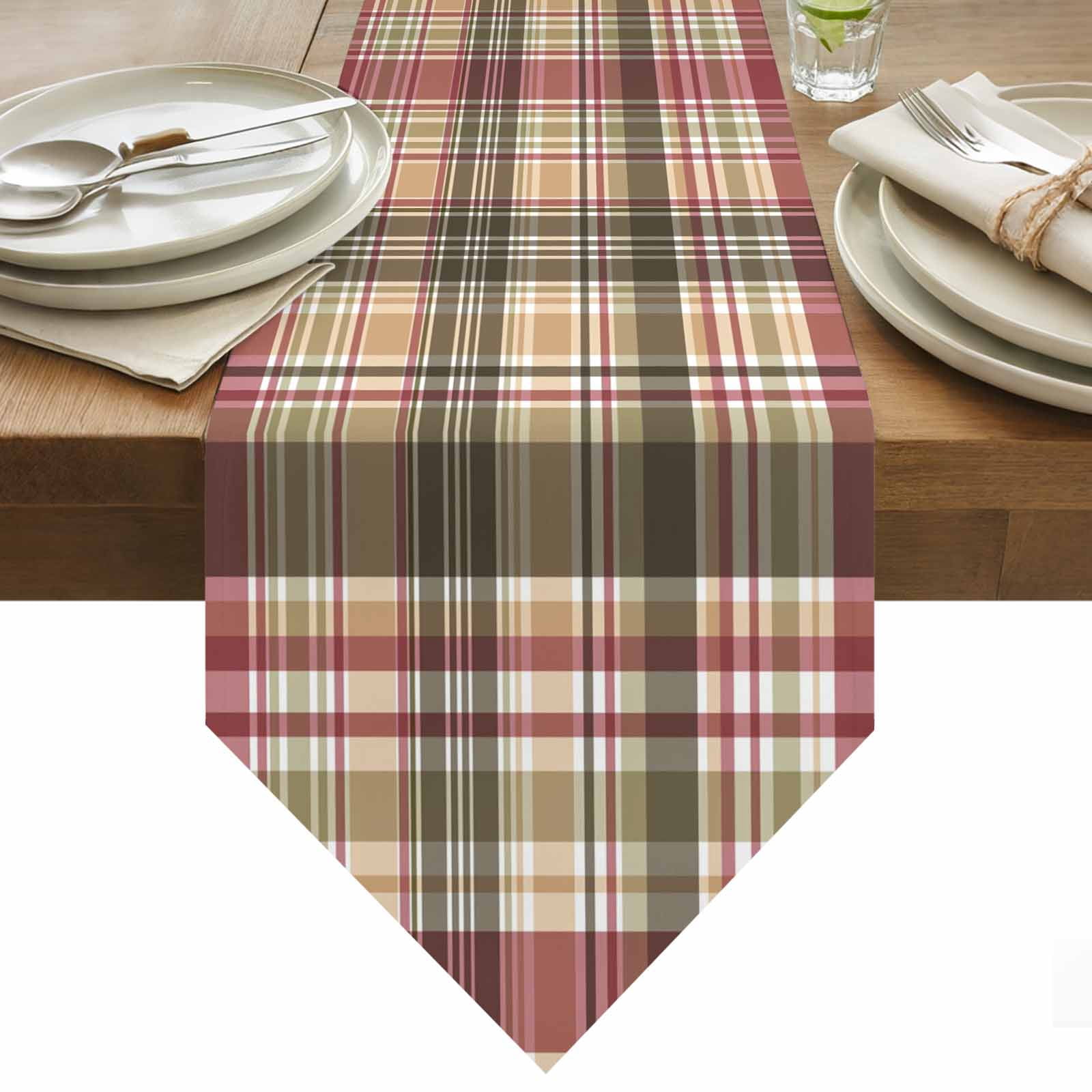 Buffalo Check Table Runner 108 Inches Long Plaid Brown Plaid Vintage Retro Country Table Runners for Dining Room Tabletop Dresser Scarf Home Party Banquet Wedding Holiday Decoration