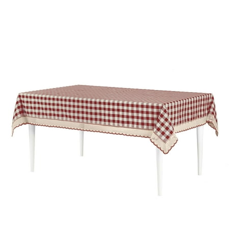 Buffalo Check Tablecloth - Burgundy - 60 in x 104 in