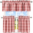 thumbnail image 1 of Buffalo Check Tiers and Valances Set Red and White Farmhouse Kitchen Window Curtain Rod Pocket Window Treatment Decor Curtain, 1 of 6