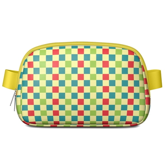 Buffalo Check Waist Bag – Red and Black Rustic Plaid Belt Bag with Vintage Checker Pattern