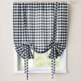 thumbnail image 1 of Buffalo Check Woven Curtain Decorative Tie Up Shade 42"x63", Black/White, 1 of 7