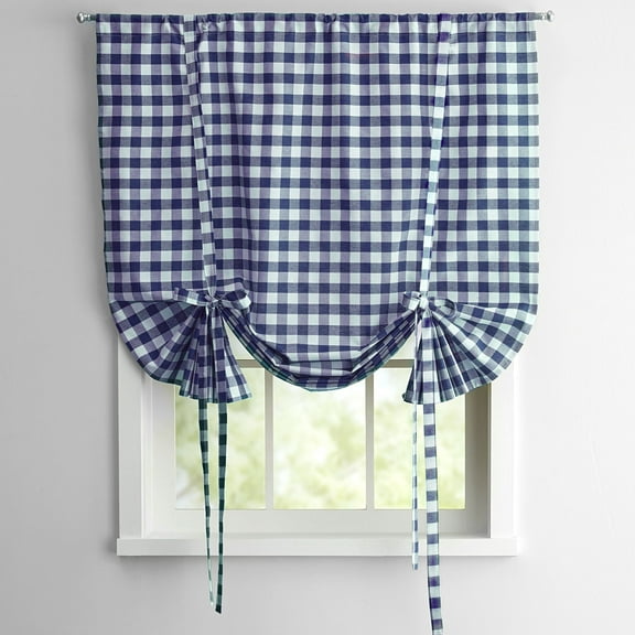 Buffalo Check Woven Curtain Decorative Tie Up Shade 42"x63", Purple