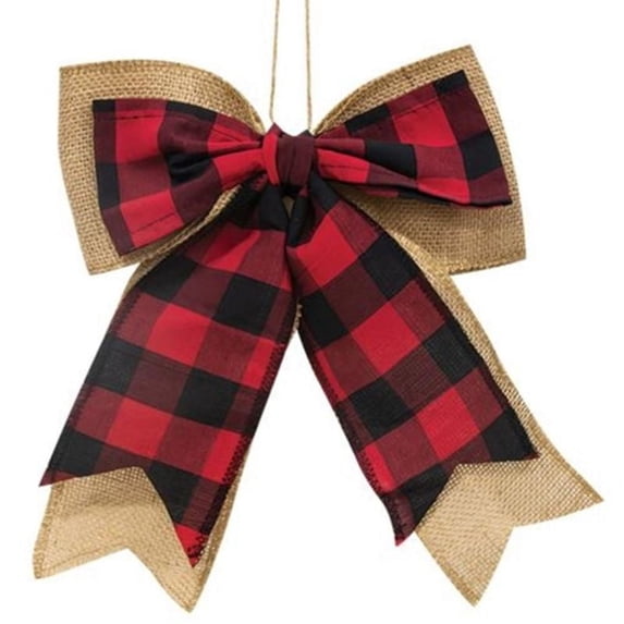 Buffalo Check and Burlap Bow