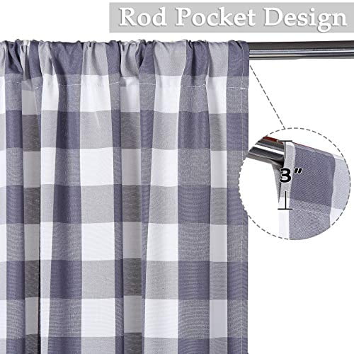 Buffalo Checker Plaid Curtain 95 inches Yarn Dyed Fabric Light Filtering Drapes for Living Room, Farmhouse Gingham Sun Blocking Window Curtain Panels, W42 x L95 Inches, Red/White, 2 Panels