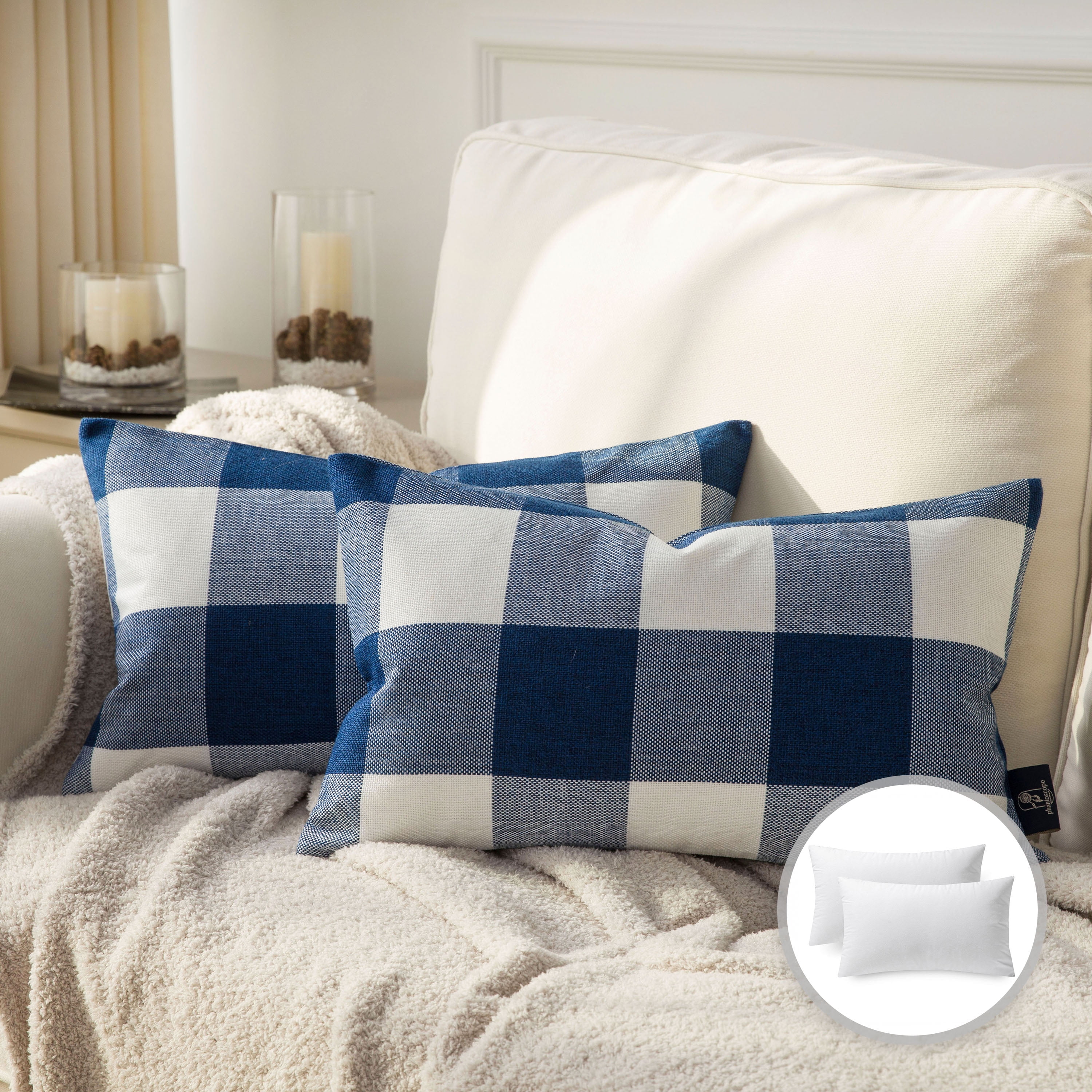 Zulay Home Buffalo Plaid Throw Pillow Covers - 18 x 18 Inch Sky Blue &  White, 2 - Gerbes Super Markets