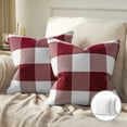 thumbnail image 1 of Buffalo Checker Plaids Series Cushion Square Decorative Throw Pillow Cusion for Couch, 18" x 18", Red, 2 Pack, 1 of 5