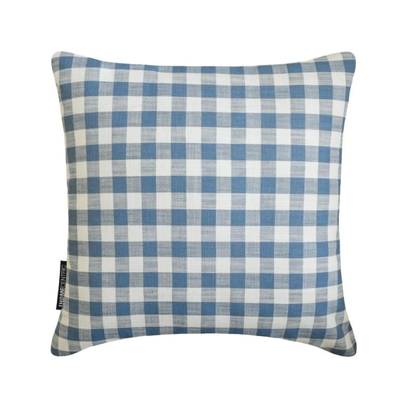 Buffalo Checks Blue Decorative Throw Pillow Covers 16"x16" | Contemporary Cotton Cushion Cover Checkered | Farmhouse, Nursery Decor Pillowcases for Couch, Sofa & Bed, Modern Design - Checkmate Blue
