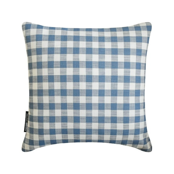 Buffalo Checks Blue Decorative Throw Pillow Covers 24"x24" | Contemporary Cotton Cushion Cover Checkered | Farmhouse, Nursery Decor Pillowcases for Couch, Sofa & Bed, Modern Design - Checkmate Blue