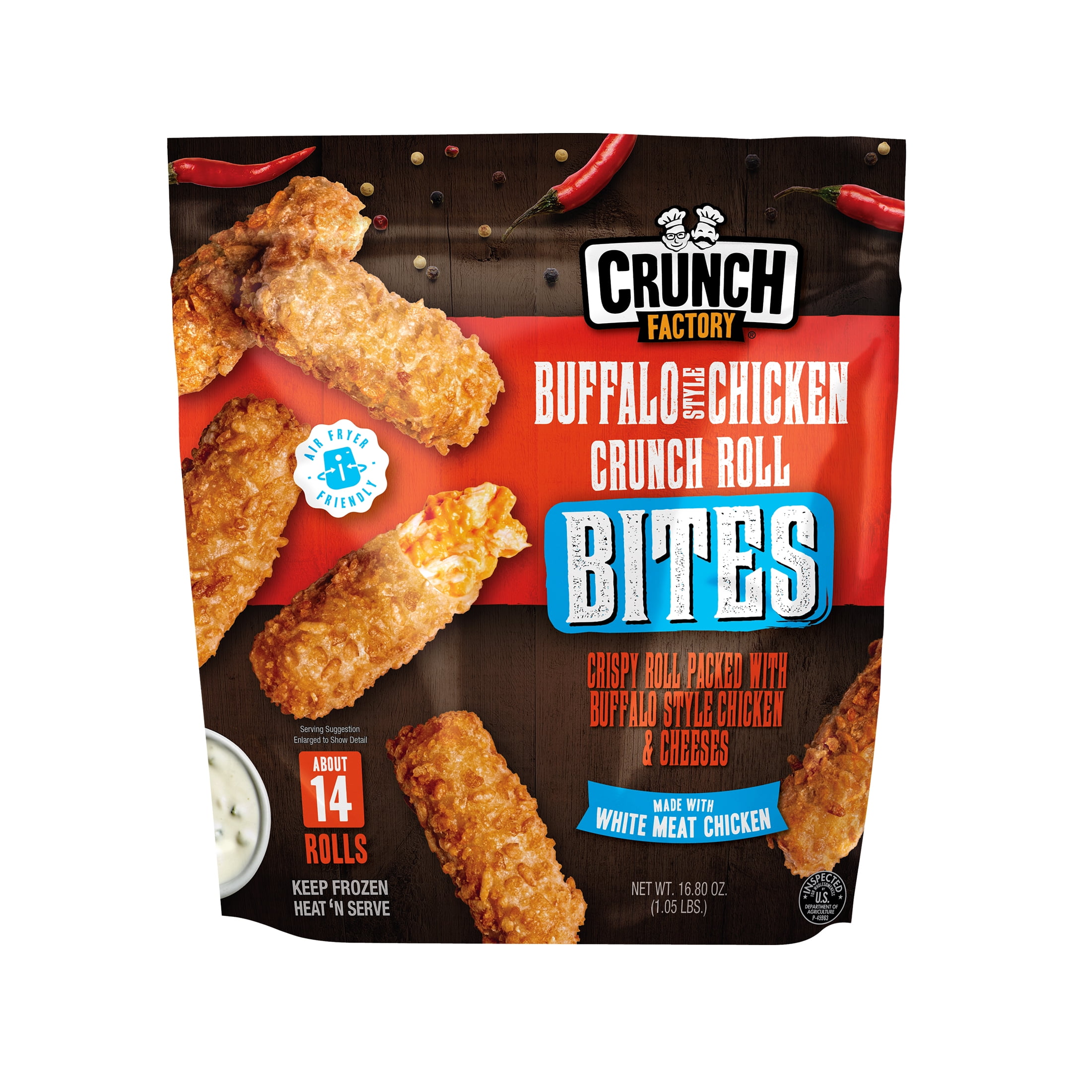 Crunch Factory Buffalo Chicken Crunch Roll Bites, 16.8 oz, 14 Rolls (Frozen)