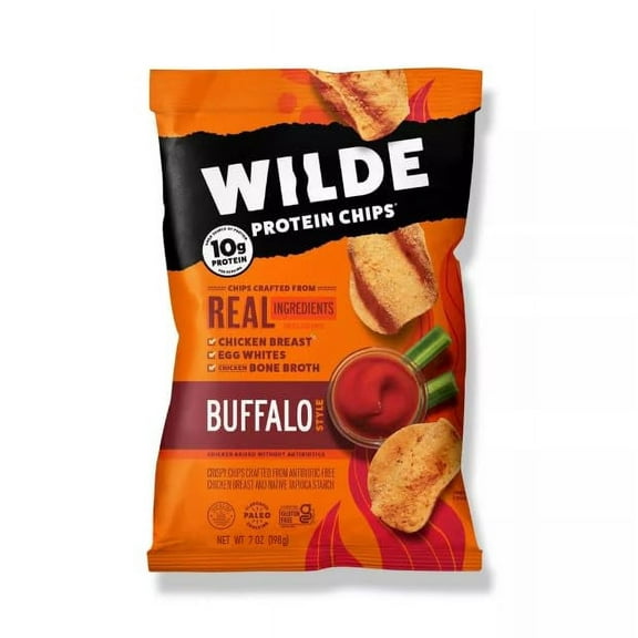 Buffalo Chicken Protein Chips STF9by Wilde Chips, Thin and Crispy, High Protein, Keto Friendly, Made with Real Ingredients, 7oz Bag (2 Pack)
