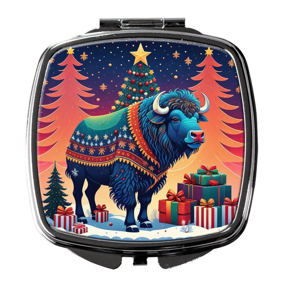 Buffalo Christmas Compact Mirror 2.75 in x 3 in