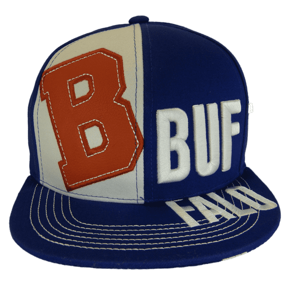 Buffalo City Name Split Text Adjustable Snapback Baseball Cap (Blue/Red)