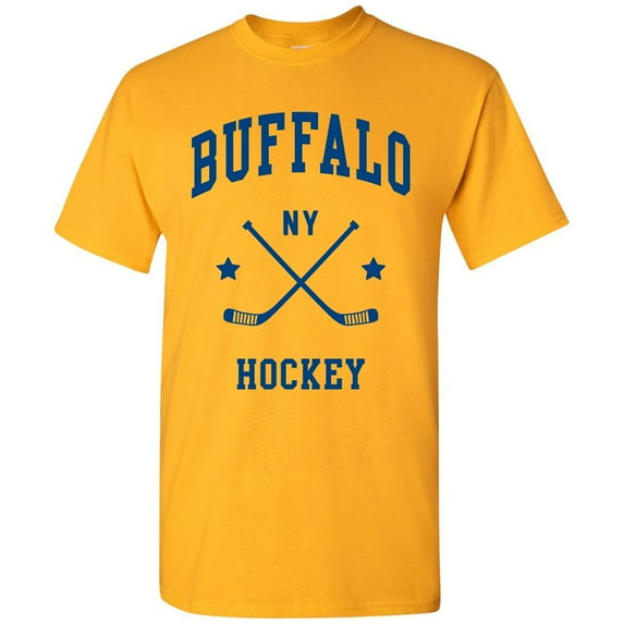 Buffalo Classic Hockey Arch - Sports Team T Shirt - Large - Gold