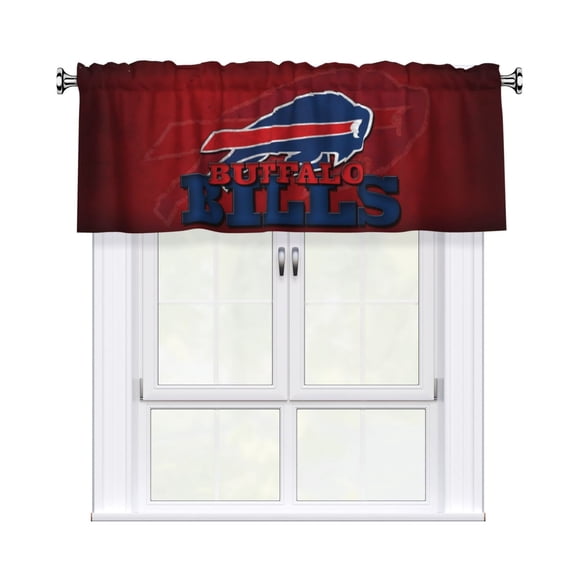 Buffalo Custom Valance Blackout Curtains 54x18 Inches, Easy To Install, Rod Design Suitable For Decorative Curtains In Kitchen, Bedroom, Living Room, Home Decor Gift For Football Fans