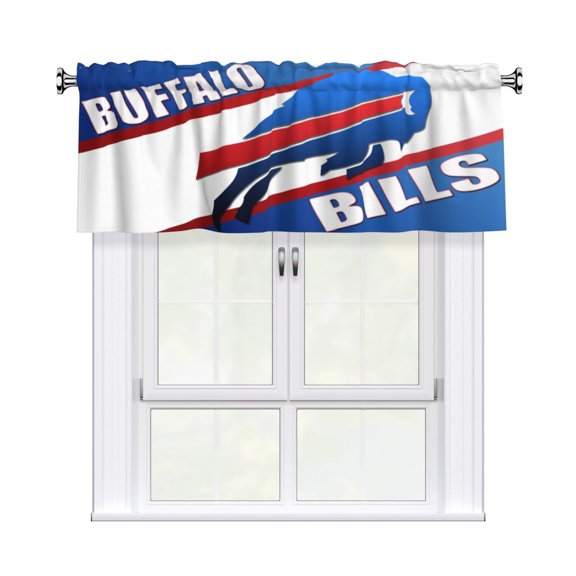 Buffalo Custom Valance Blackout Curtains 54x18 Inches, Easy To Install, Rod Design Suitable For Decorative Curtains In Kitchen, Bedroom, Living Room, Home Decor Gift For Football Fans