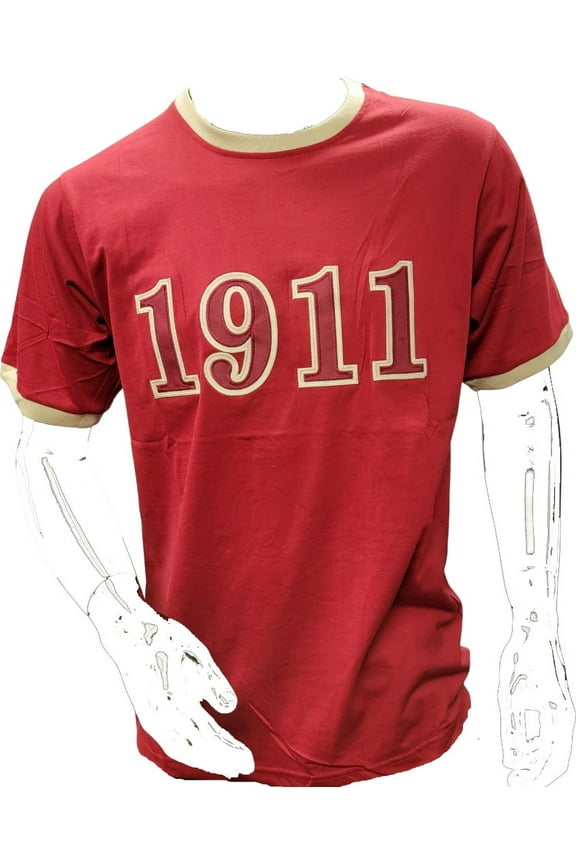 Kappa Alpha Psi 1911 Ringer T-Shirt [Short Sleeve - Crimson Red - 5XL]