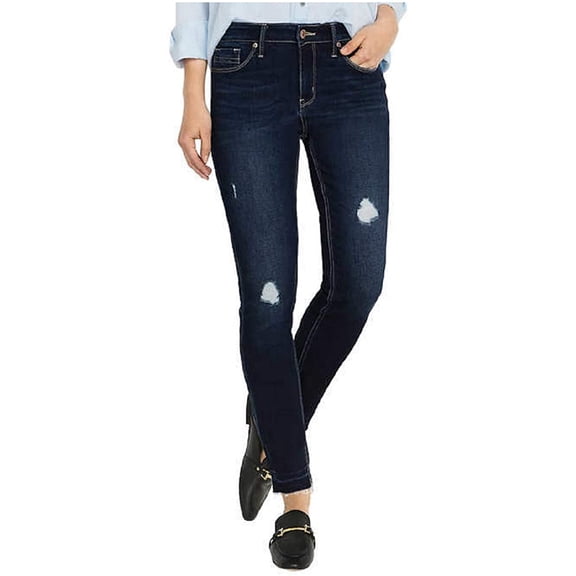 Buffalo David Bitten Ladies' Rip & Repair Mid-Rise Skinny Jeans, Dark Blue 4/27