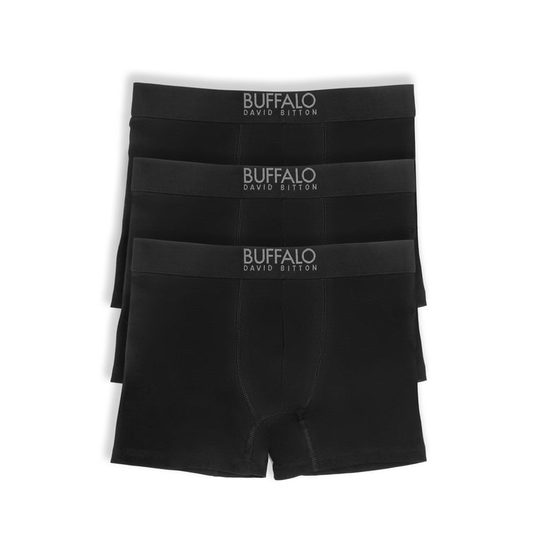 Buffalo David Bitton | 3-Pack Cotton Stretch Boxer Brief (Black, Small)