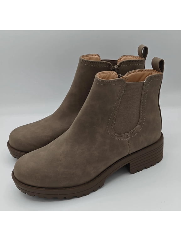 David Bitton Anna Chelsea Boots Womens Brown Leather Faux Fur Lined - Size 9