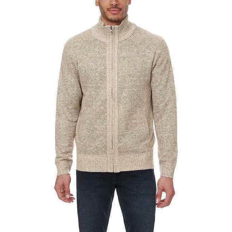 Buffalo David Bitton Men's Full Zip Faux Fur Lined Sweater (Tan