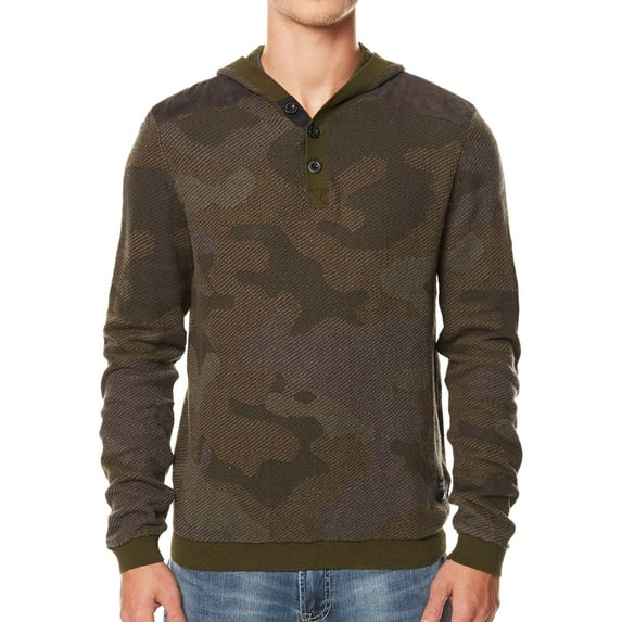 Buffalo David Bitton Mens Camo Hoodie Sweatshirt, Green, Big & Tall, Small