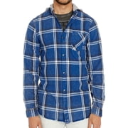 Buffalo David Bitton Mens Hooded Button Up Shirt, Blue, XX-Large