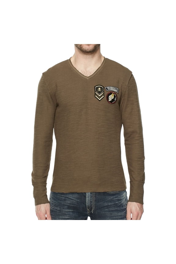 Buffalo David Bitton Mens Knitted Pullover Sweater, Green, Large