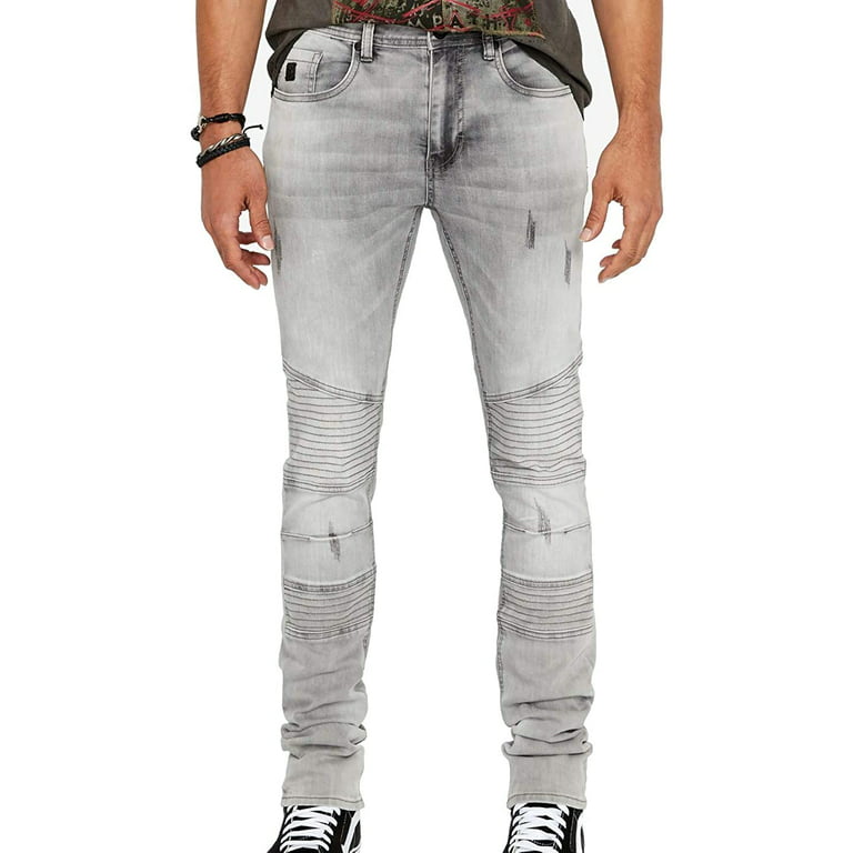 Buffalo David Bitton Mens Max-x Skinny-Fit Stretch Moto Jeans, Various  Colors Title: 36x32/Grey