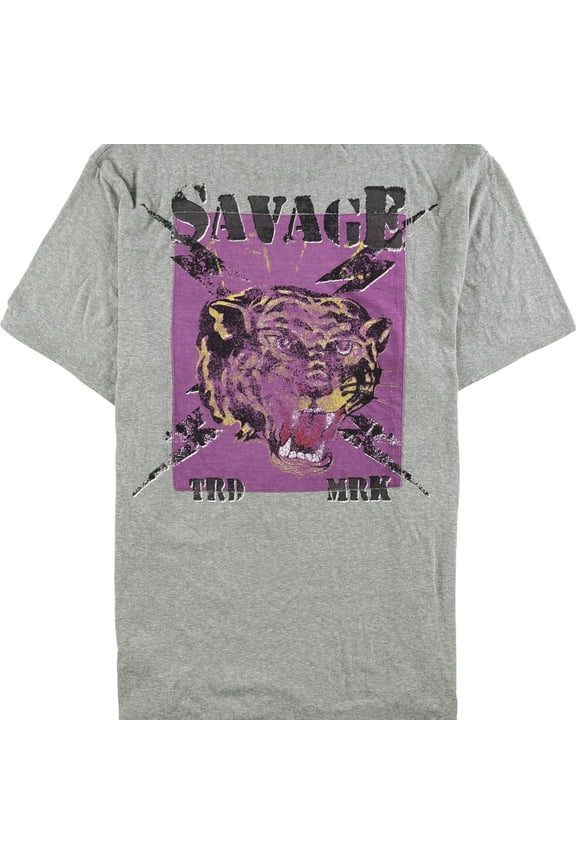 Buffalo David Bitton Mens Savage Graphic T-Shirt, Grey, X-Large