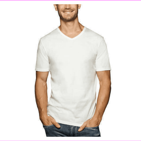 Buffalo David Bitton Mens V-Neck 3-Pack Tagless stretch Classic Fit T-Shirt M/white