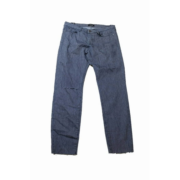 Buffalo David Bitton Navy Ripped Skinny Railroad-Striped Jeans 30